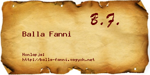 Balla Fanni névjegykártya